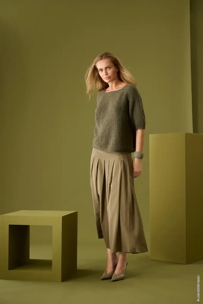 Top-down trui met korte mouwen in Orsettini | Lana Grossa