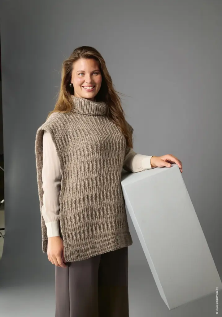 Debardeur met rolkraag en fantasiesteek in Alta Moda Alpaca | Lana Grossa