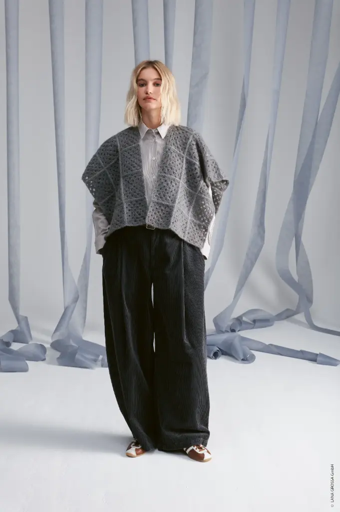 Gehaakte poncho in Filo di Gio | Lana Grossa
