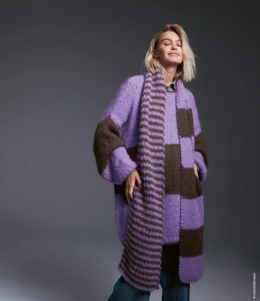 Sjaal met strepen in Mohair di Gio | Lana Grossa