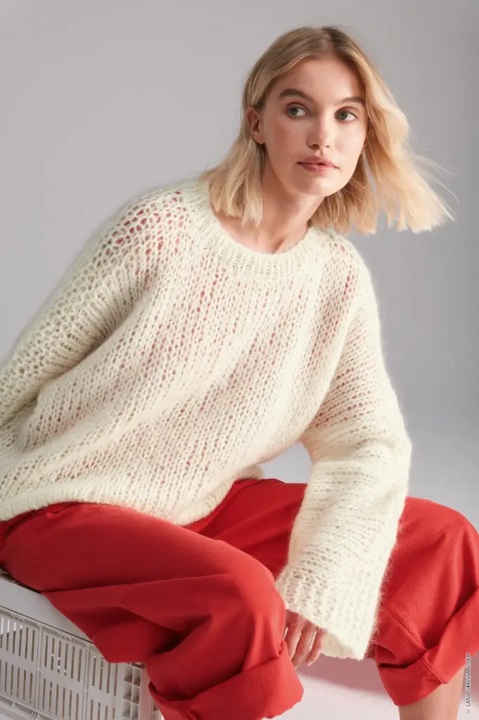 Losse trui met brede mouwen in Mohair di Gio | Lana Grossa