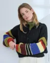Blouson vest met gestreepte mouwen in Chapeau | Lana Grossa