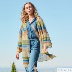 Lange vest met strepen in 50 Mohair Shades | Katia