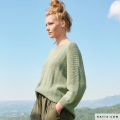 Elegant truitje met fantasiesteek en raglanmouwen in Cotton-Alpaca | Katia