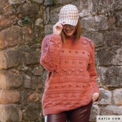 Nonchalante trui met fantasiesteken in Merino Aran | Katia