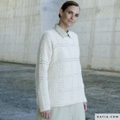 Klassieke gehaakte trui in Mohair Cotton | Katia